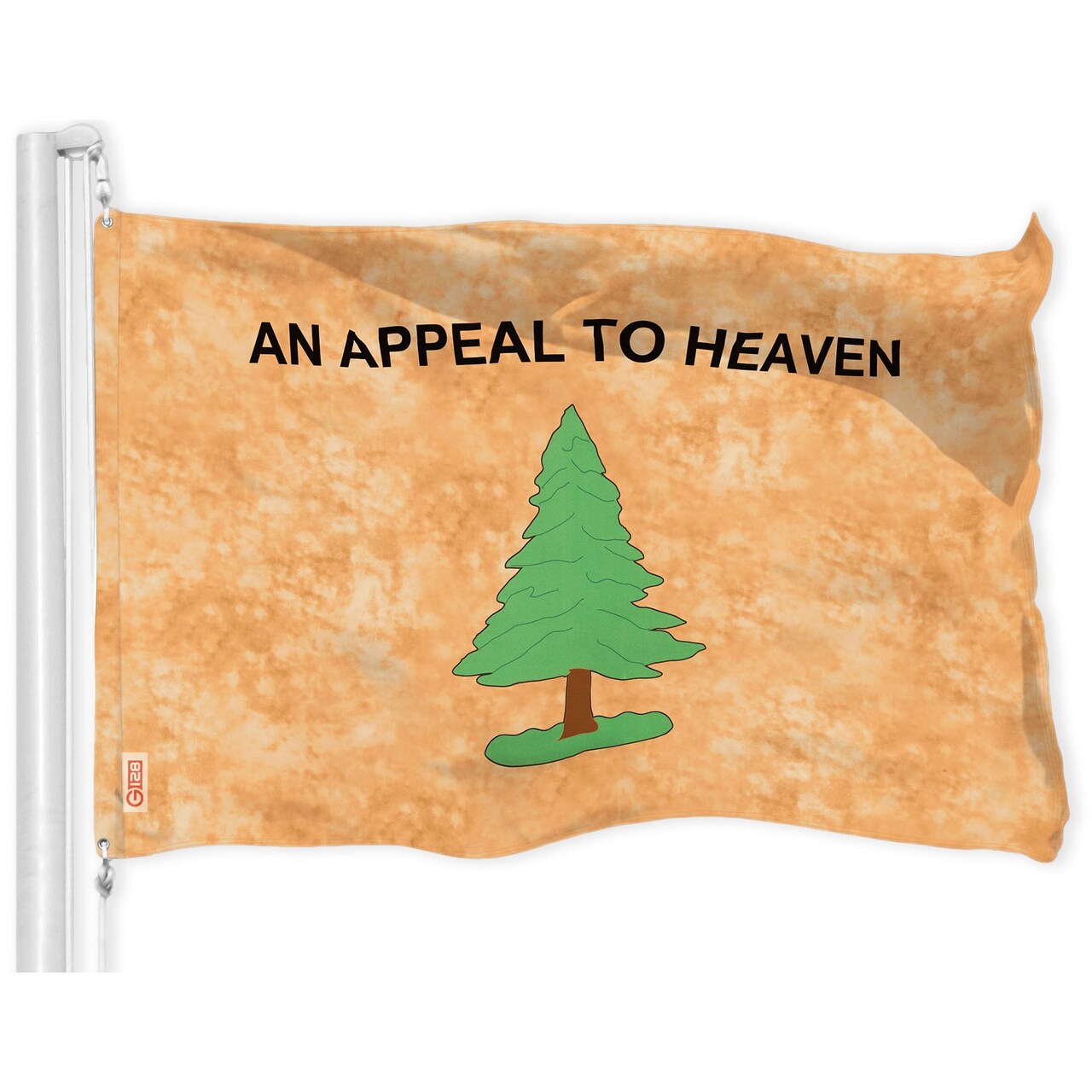 G128 An Appeal to Heaven Tea-Stained Flag | 3x5 Ft | LiteWeave Pro Series PRINTED 300D Polyester | Historical Flag, Indoor/Outdoor, Vibrant Colors, Brass Grommets